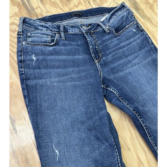 Silver Jeans Elyse Slim Boot Women’s Size 14/31 Blue Stretch Distressed Denim - Picture 4 of 16